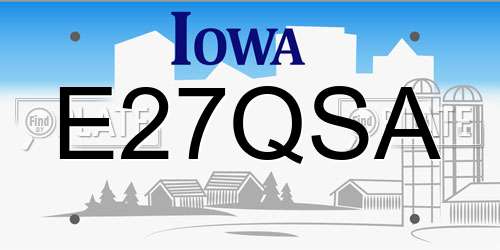 E27QSA Iowa License Plate