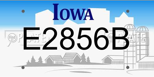 E2856B Iowa License Plate