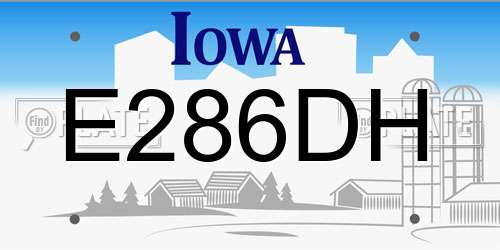 E286DH Iowa License Plate
