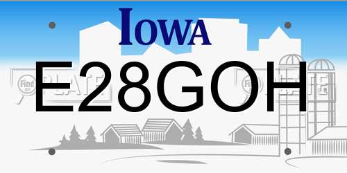 E28GOH Iowa License Plate