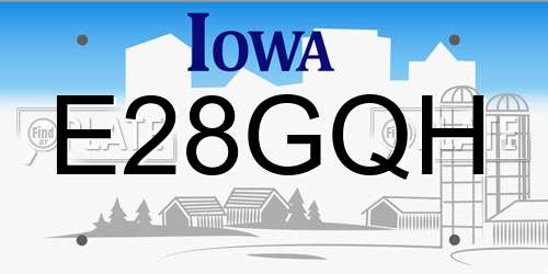 E28GQH Iowa License Plate