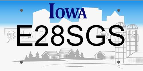 E28SGS Iowa License Plate