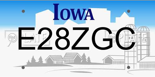 E28ZGC Iowa License Plate