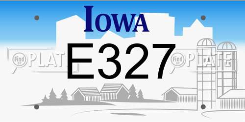 E327 Iowa License Plate
