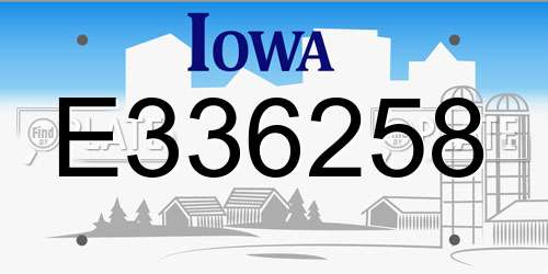 E336258 Iowa License Plate