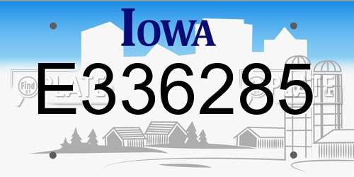 E336285 Iowa License Plate