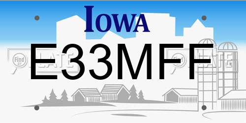 E33MFF Iowa License Plate