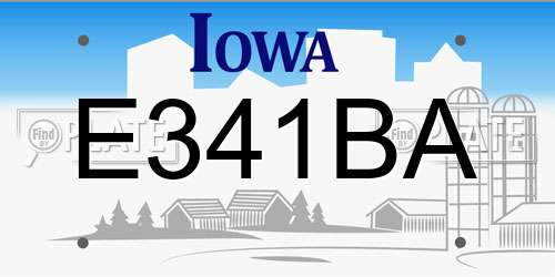 E341BA Iowa License Plate