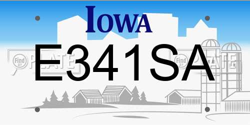 E341SA Iowa License Plate