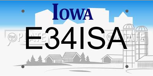 E34ISA Iowa License Plate