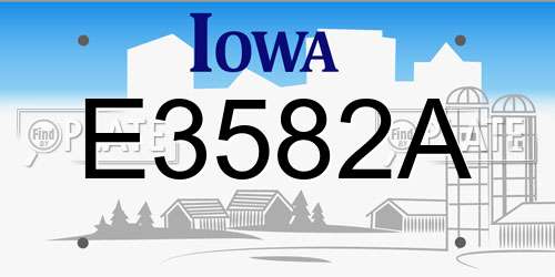 E3582A Iowa License Plate