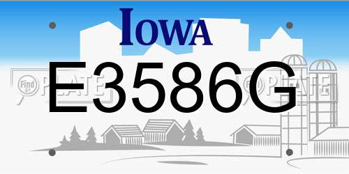 E3586G Iowa License Plate