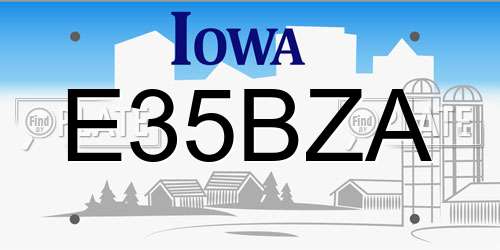 E35BZA Iowa License Plate
