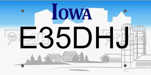 E35DHJ Iowa License Plate