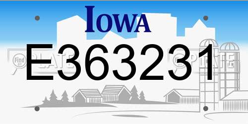 E363231 Iowa License Plate