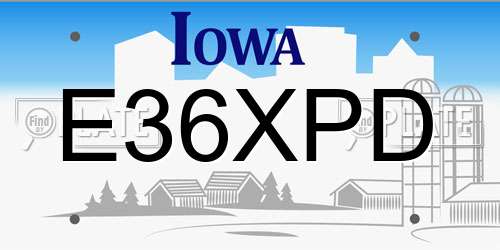 E36XPD Iowa License Plate