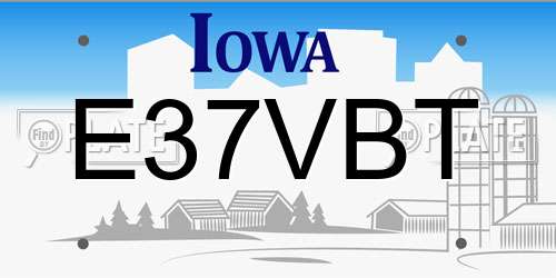 E37VBT Iowa License Plate