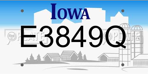 E3849Q Iowa License Plate
