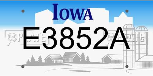 E3852A Iowa License Plate
