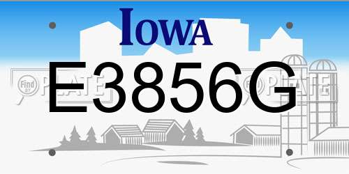 E3856G Iowa License Plate