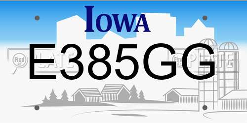 E385GG Iowa License Plate