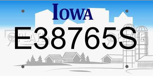 E38765S Iowa License Plate