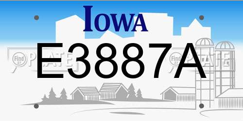 E3887A Iowa License Plate
