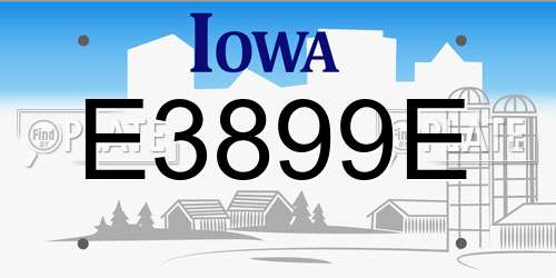 E3899E Iowa License Plate