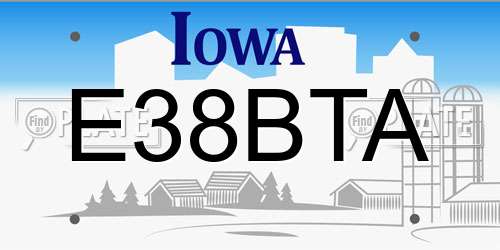 E38BTA Iowa License Plate