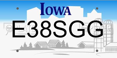 E38SGG Iowa License Plate