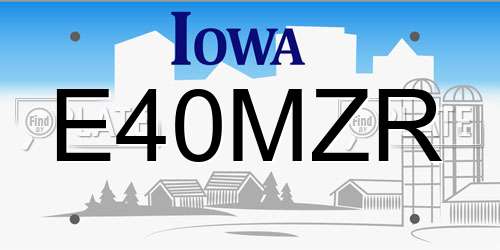 E40MZR Iowa License Plate