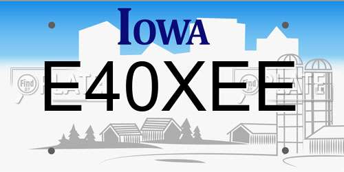 E40XEE Iowa License Plate