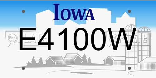E4100W Iowa License Plate