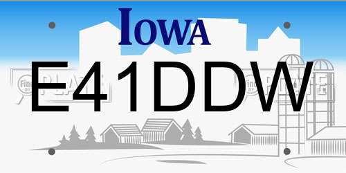 E41DDW Iowa License Plate