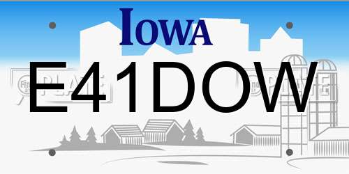 E41DOW Iowa License Plate