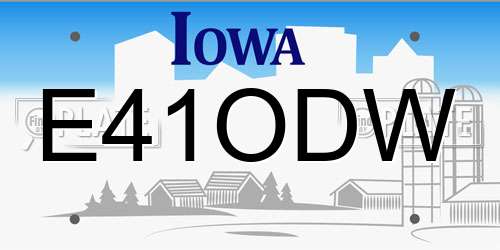 E41ODW Iowa License Plate