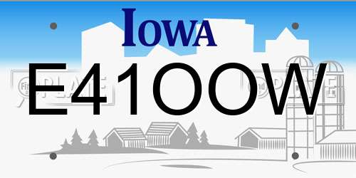 E41OOW Iowa License Plate