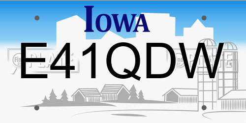 E41QDW Iowa License Plate
