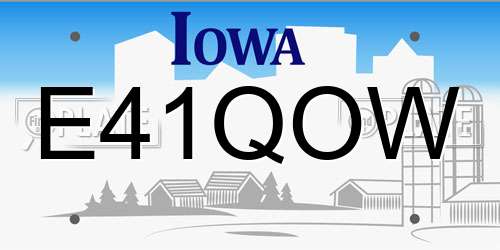 E41QOW Iowa License Plate