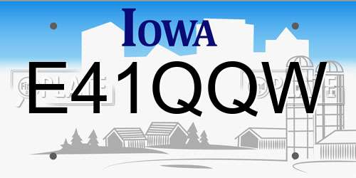E41QQW Iowa License Plate