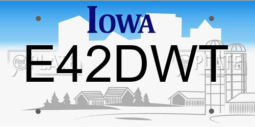 E42DWT Iowa License Plate