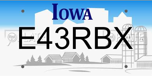 E43RBX Iowa License Plate