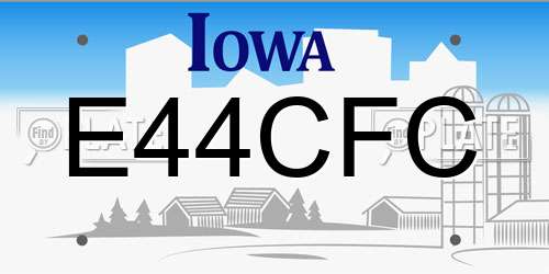 E44CFC Iowa License Plate