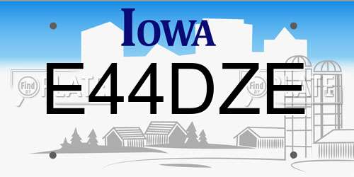 E44DZE Iowa License Plate