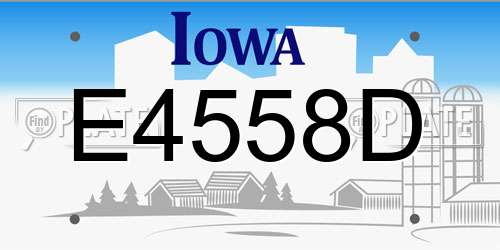 E4558D Iowa License Plate