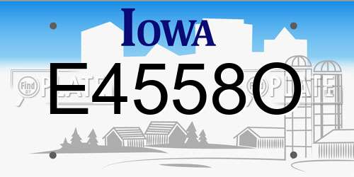 E4558O Iowa License Plate