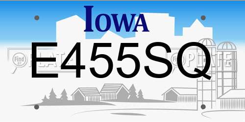 E455SQ Iowa License Plate
