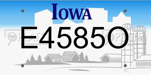 E4585O Iowa License Plate