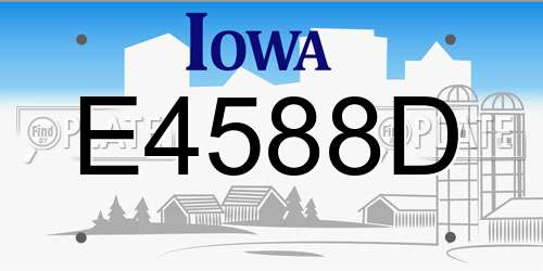 E4588D Iowa License Plate