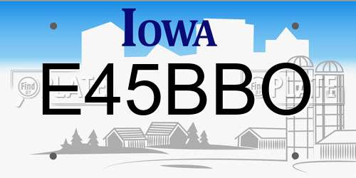 E45BBO Iowa License Plate